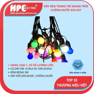 TẶNG 1 BÓNG-BH 2 NĂM-DÂY ĐÈN TRANG TRÍ NGOÀI TRỜI CHỐNG NƯỚC ĐUI E27,5M 10ĐUI-10M 20ĐUI ,DÂY NỐI DÀI, BÓNG 3W5W7W10W)