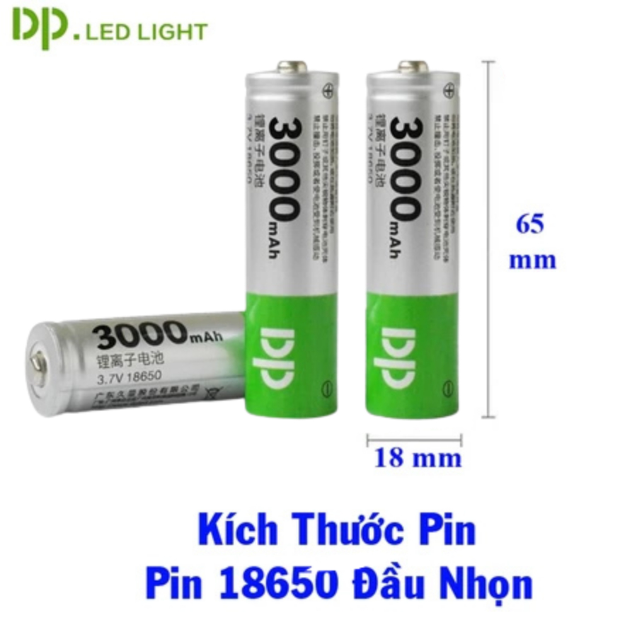 Pin Sạc Chính Hãng DP- Li01 3V7 18650 2000mAh 3000mAh dành cho quạt Mini, Đồ chơi điện tử Pin đầu lồi