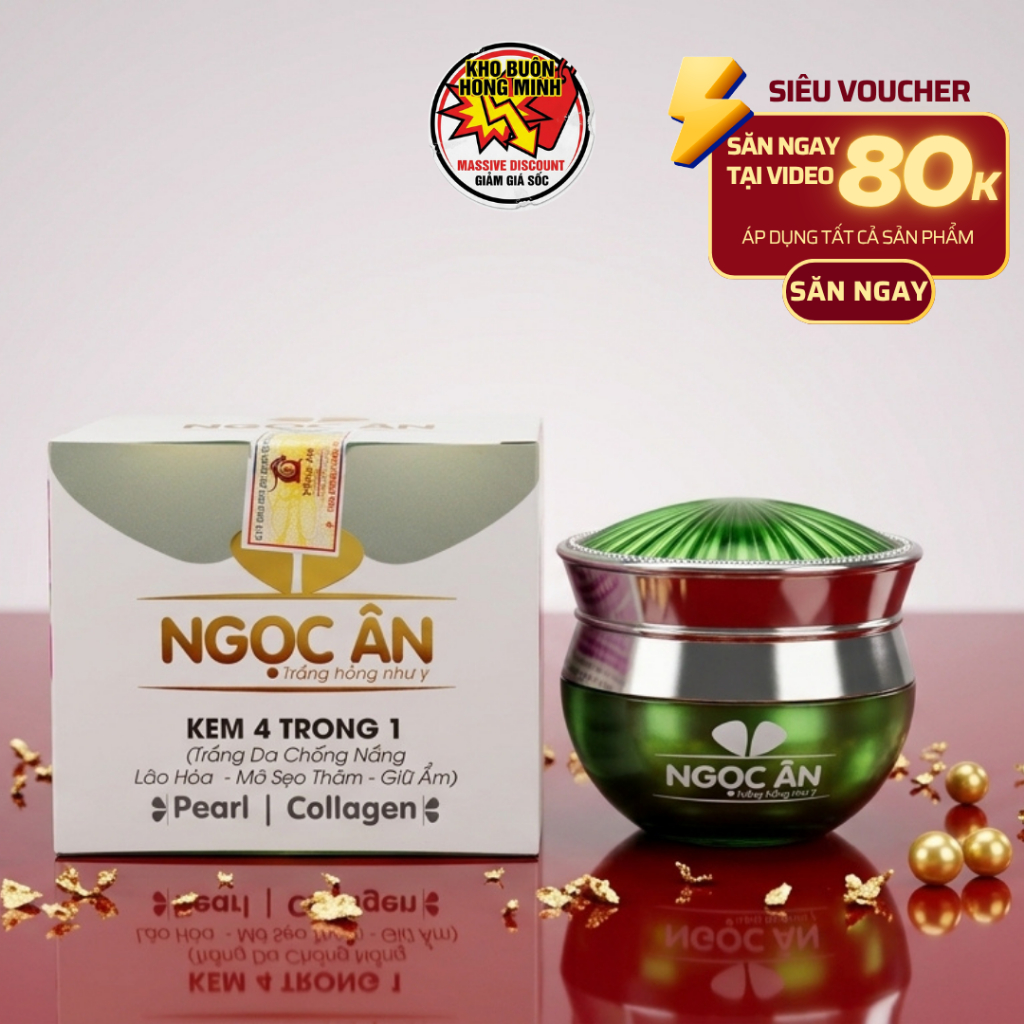 Kem Tái Tạo Da Ngừa Lão Hóa Ngọc Ân 4in1 Collagen Ngọc Trai Mờ Sẹo Chống Nắng (Xanh Lá)