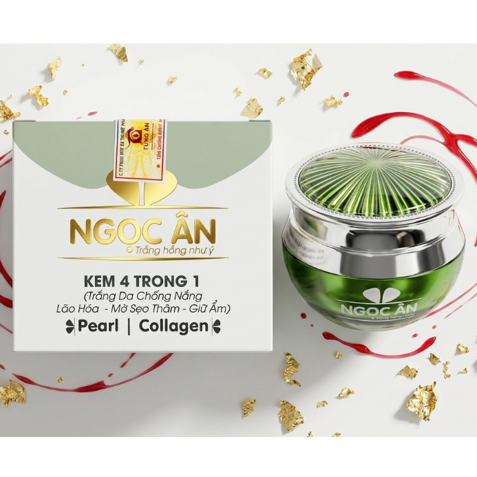 Kem Tái Tạo Da Ngừa Lão Hóa Ngọc Ân 4in1 Collagen Ngọc Trai Mờ Sẹo Chống Nắng (Xanh Lá)