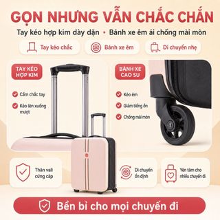 Vali Xếp Gọn 20/24 Inch Thu Gọn 7CM, Vali Du Lịch Tiết Kiệm Diện Tích, Bánh Xe Êm, Màu Pastel
