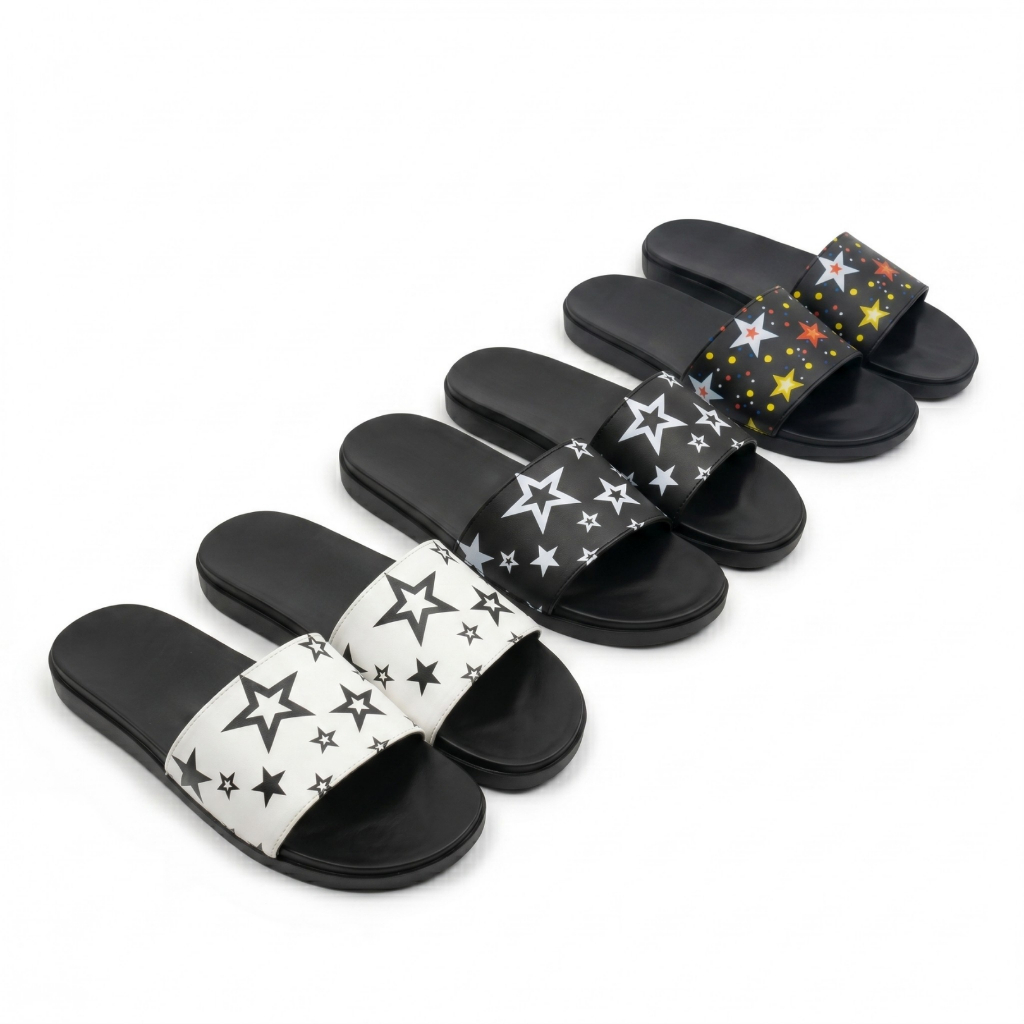 Dép Lê Unisex, Dép Quai Ngang Nam Nữ Họa Tiết Ngôi Sao TRINHDEP88 - Quai Da Mềm, Đế Cao Su Đi Êm Chân (Size 37-44)