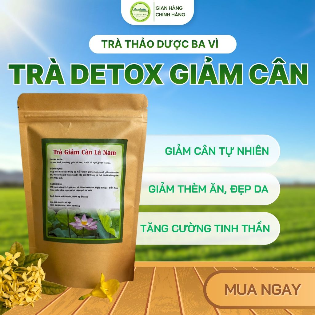 Trà Detox Giảm Cân - Hỗ Trợ Thải Mỡ Thừa - Thảo Dược Ba Vì