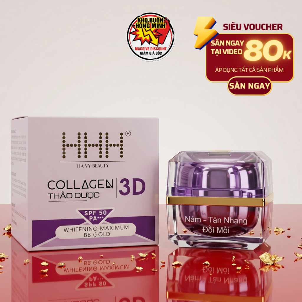 Kem Face HHH Chính Hãng [Tím] - Dưỡng Trắng Da, Cung Cấp Collagen, Chống Nắng Và Ngừa Mụn