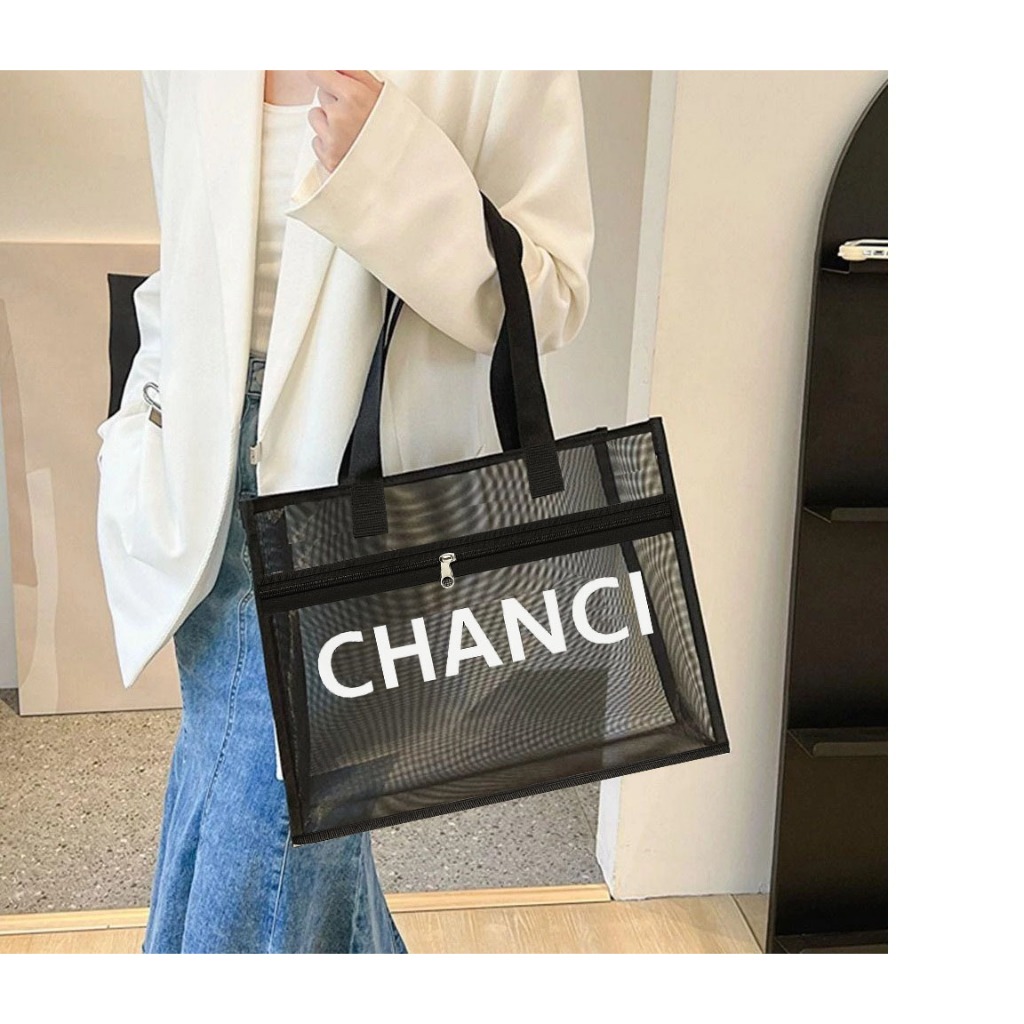 Túi Tote Lưới Nữ CHANCI Cao Cấp 2 Ngăn – Đi Học, Đi Biển Siêu Hot