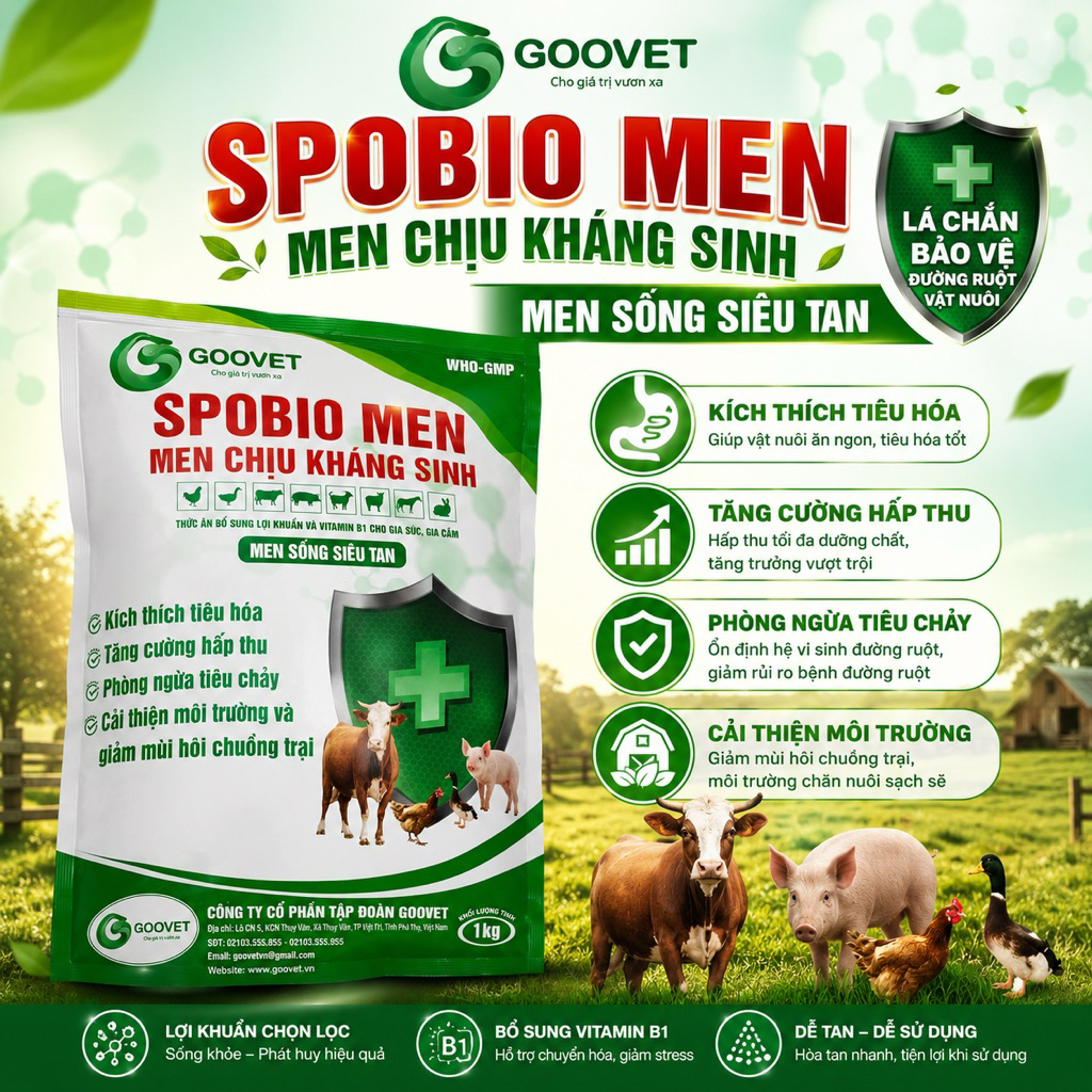 men chịu kháng sinh thú y tăng khả năng tiêu hoá