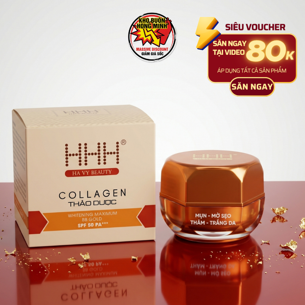 Kem Collagen Thảo Dược HHH [Cam] - Thay Thế Kem Lót, Dưỡng Trắng, Ngừa Mụn Và Phục Hồi Da