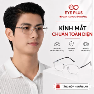 Gọng Kính Cận Nam Nữ Eye Plus 5166 Gọng Kim Loại Bạc Chuôi Nhựa Dẻo, Kiểu Dáng Unisex Thời Trang
