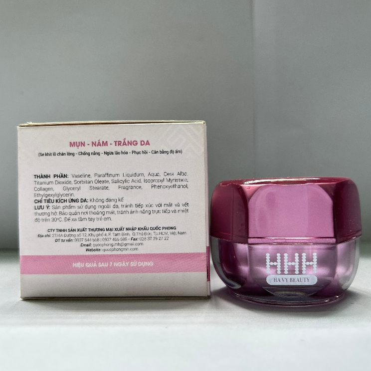 Kem Trắng Da Se Khít Lỗ Chân Lông HHH Collagen Thảo Dược Ngừa Mụn Nám Lão Hóa (Hồng)