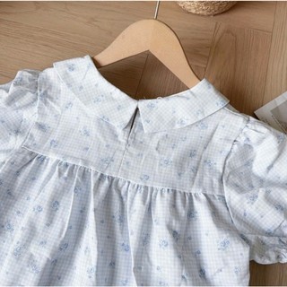 Áo babydoll cổ sen tay bồng buộc nơ phối hoa nhí xinh xắn LAVIAN A147