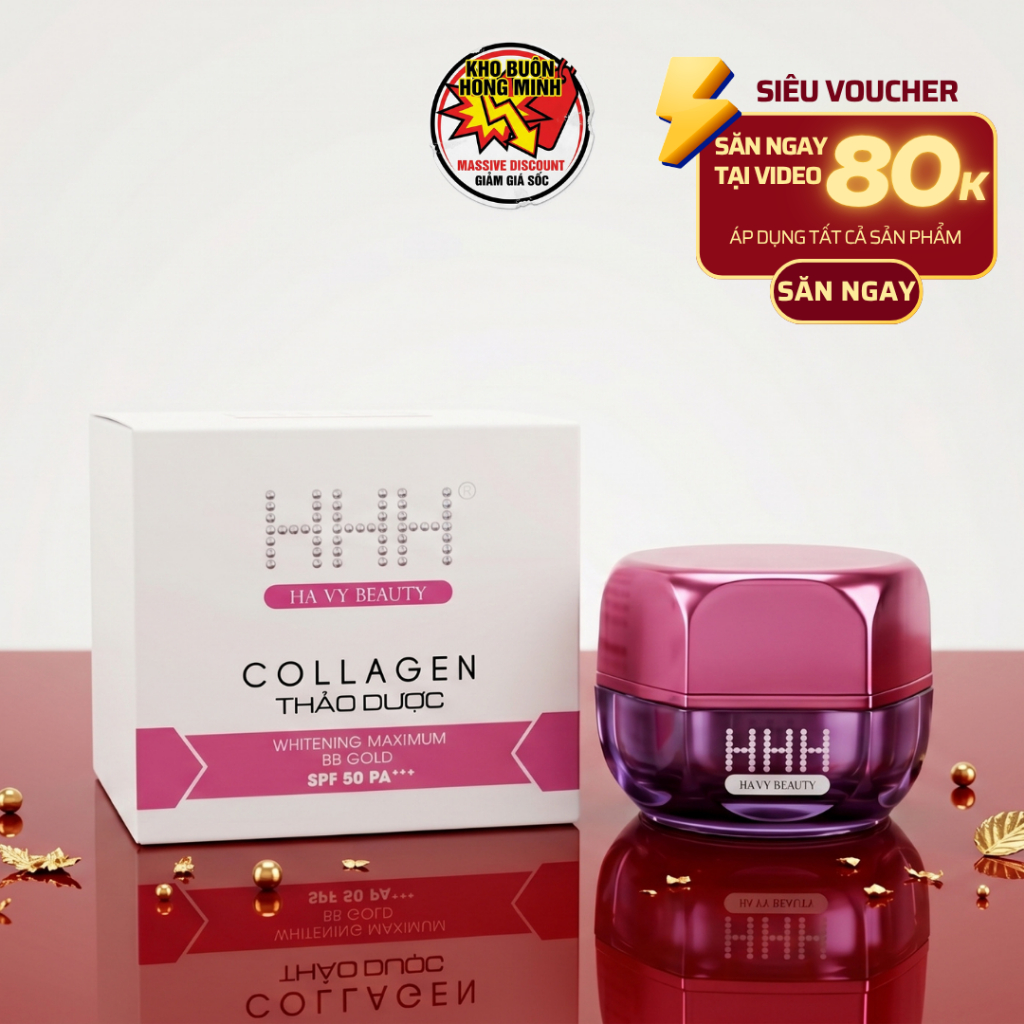 Kem Trắng Da Se Khít Lỗ Chân Lông HHH Collagen Thảo Dược Ngừa Mụn Nám Lão Hóa (Hồng)