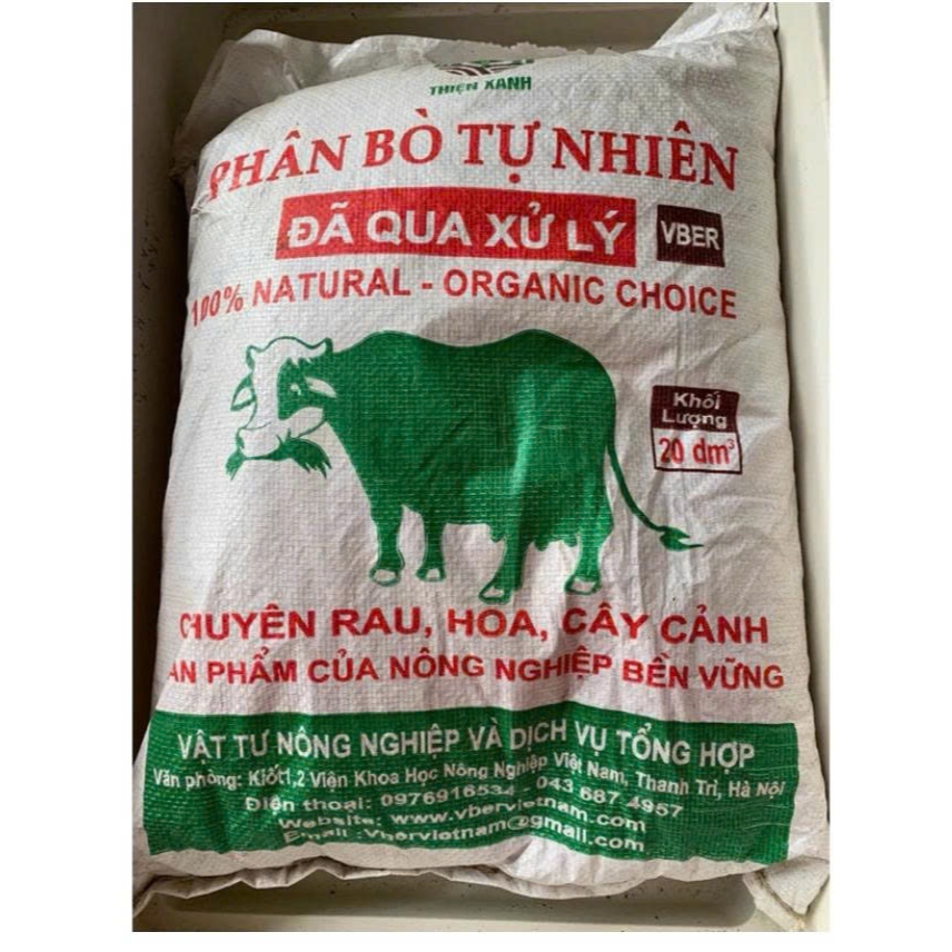 Phân Bò Khô Ủ Hoai Đã Xử Lý, Ít Mùi, Sạch – Phân Hữu Cơ Cải Tạo Đất, Giúp Cây Khỏe & Xanh Tốt (Bao 20dm3 khoảng 4-5kg)