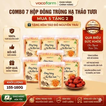 COMBO 7 Hộp Đông Trùng Hạ Thảo Tươi Vacofarm 150g-160G Đông Trùng Hạ Thảo Nguyên Chất Quà Tặng Sức Khỏe
