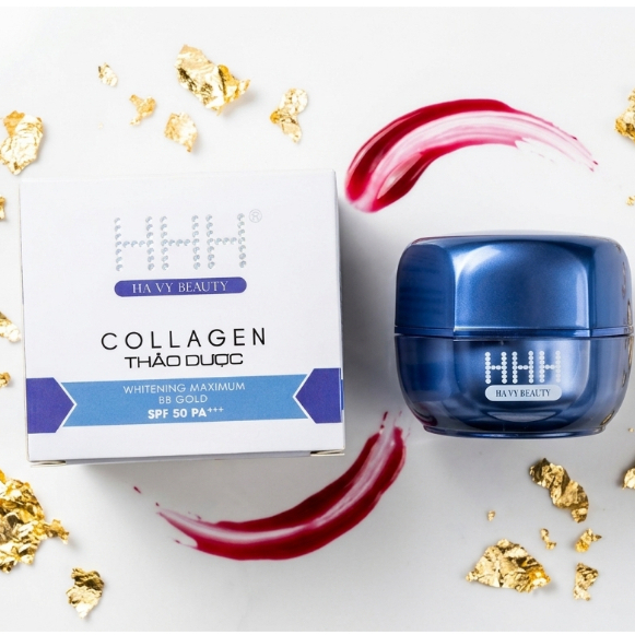 Kem Dưỡng Trắng Da Se Khít Lỗ Chân Lông HHH Collagen Thảo Dược Giữ Ẩm Ngừa Mụn (Xanh Dương)