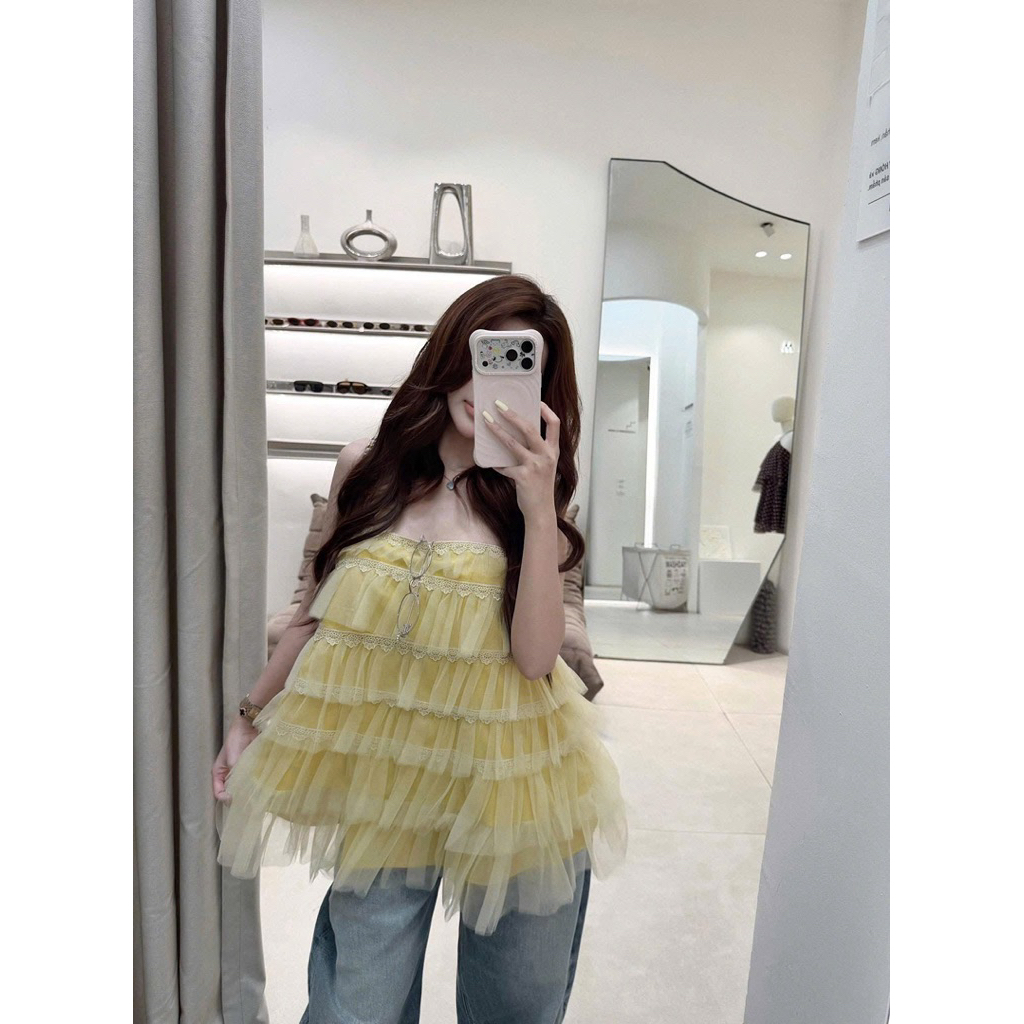 Áo 2 dây babydoll bèo tầng mai phương bùi