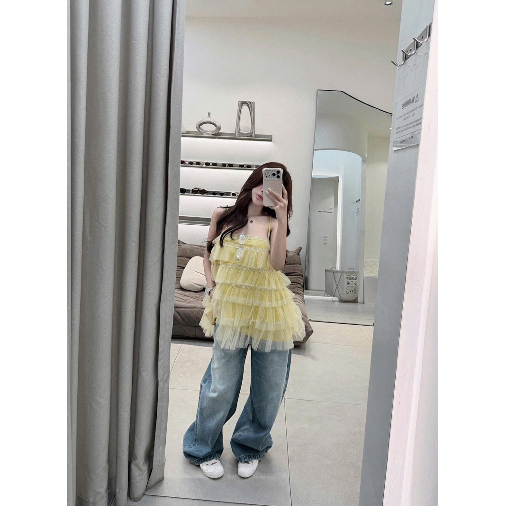 Áo 2 dây babydoll bèo tầng mai phương bùi