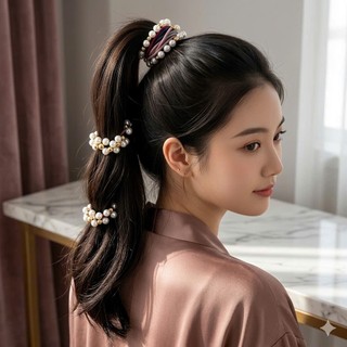 Dây Buộc Tóc Ngọc Trai Hàn Quốc Siêu Xinh Co Giãn Tốt /  Đính Hạt Sang Chảnh Nhiều Màu Hot Trend