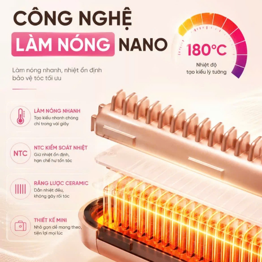 Lược Điện Uốn Mái Mini KOIZUMI Không Dây Tạo Kiểu Tóc Vào Nếp Dễ Dàng-Thiết Kế Nhỏ Gọn Dễ Mang Theo