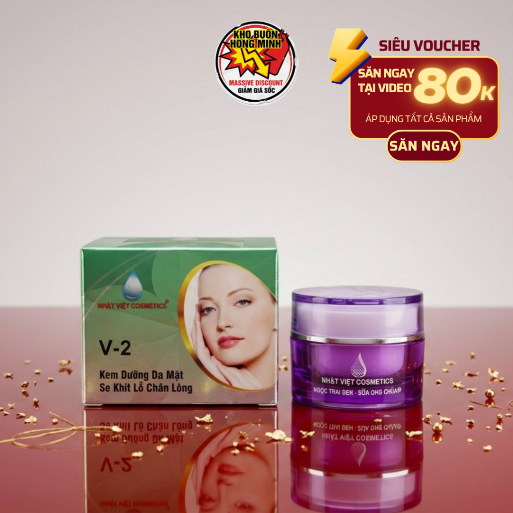 Kem Dưỡng Sáng Da Mặt Nhật Việt V2 6g Hỗ Trợ Thu Nhỏ Lỗ Chân Lông Mịn Màng (Tím)