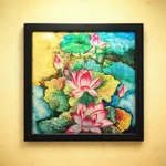 Tranh sơn mài Thanh Bình Lê hoa sen nền dát vàng/bạc size 30x30 cm thích hợp trang trí, làm quà tặng ý nghĩa — ảnh 7