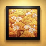 Tranh sơn mài Thanh Bình Lê hoa sen nền dát vàng/bạc size 30x30 cm thích hợp trang trí, làm quà tặng ý nghĩa — ảnh 8