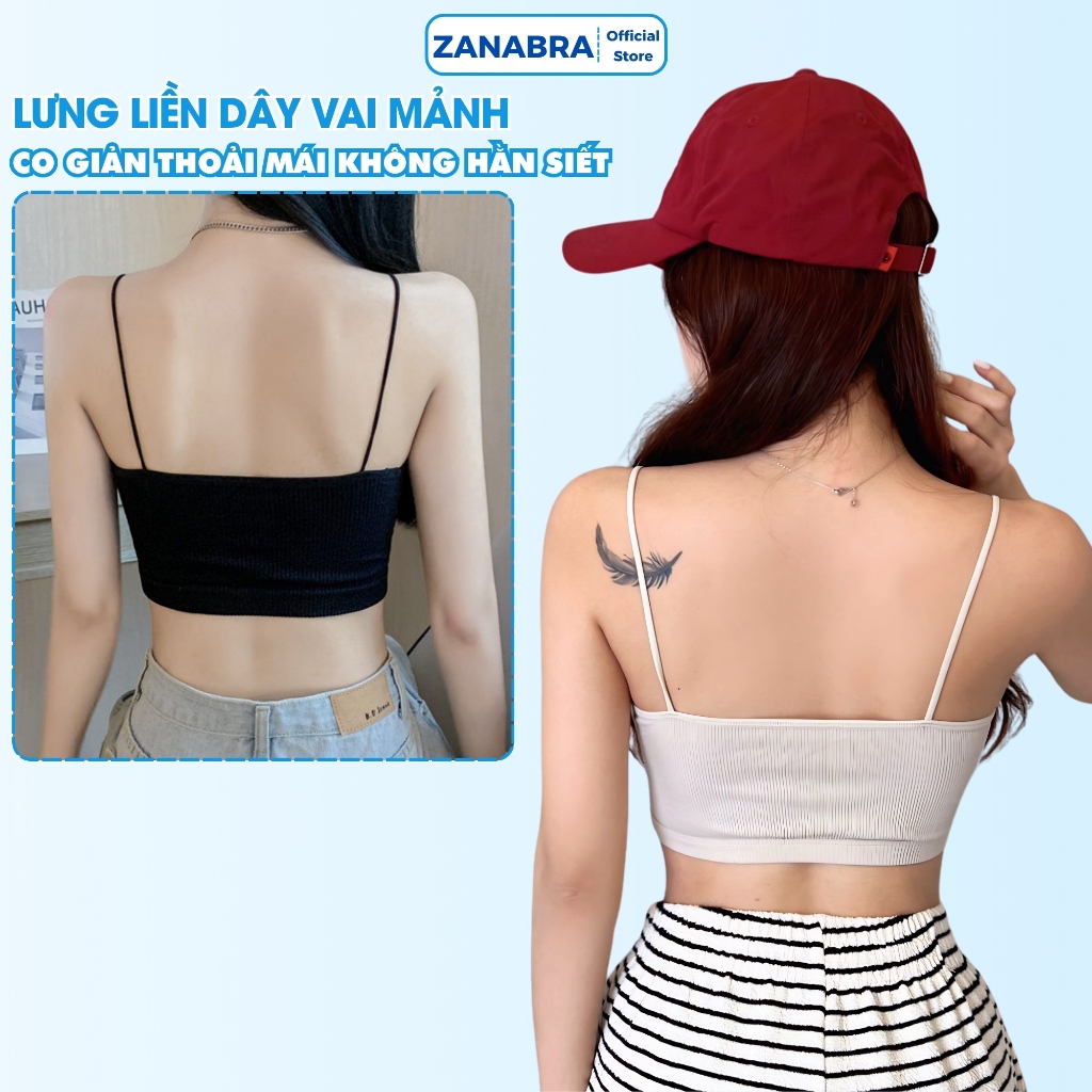 Áo Bra 2 Dây, Bra Len Tăm Cổ Tim, Áo Ngực Không Gọng Mút Mỏng ZANABRA B7719