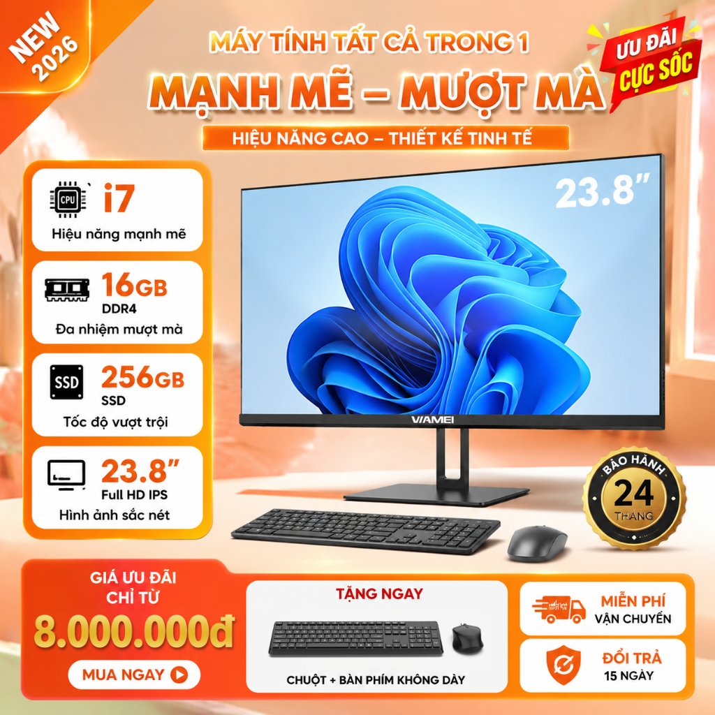 Máy tính all in one Viamei 24 inch G33 Intel Core i7 16GB 256GB Bảo ...