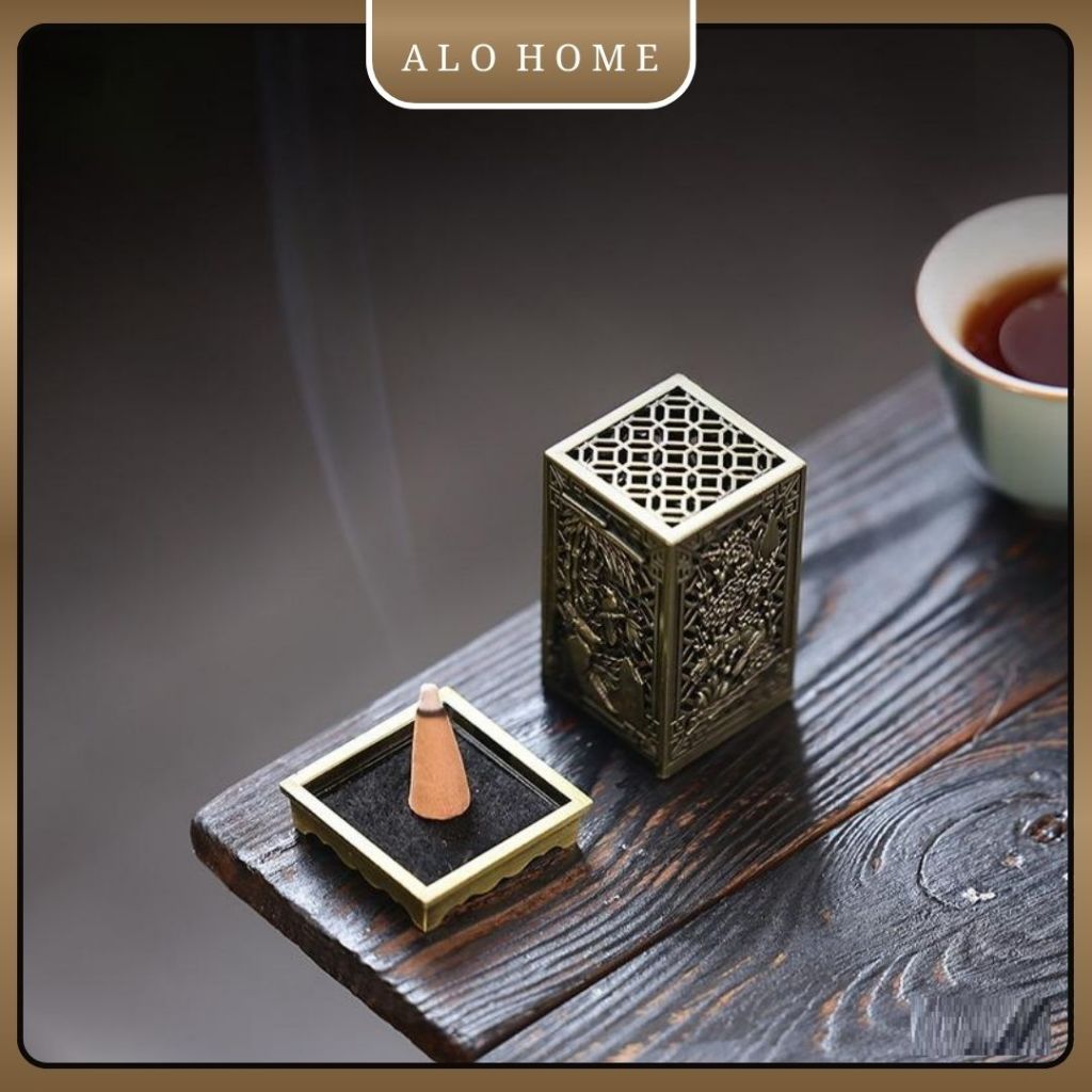 Lư Đốt Trầm Hương ALOHOME Hộp Xông Trầm Mini Hợp Kim Trang Trí Bàn Trà, Phòng Khách Tiện Dụng