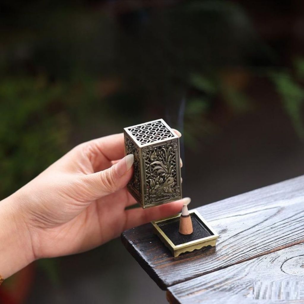 Lư Đốt Trầm Hương ALOHOME Hộp Xông Trầm Mini Hợp Kim Trang Trí Bàn Trà, Phòng Khách Tiện Dụng