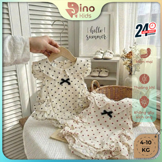 Bodysuit chấm bi bé gái 4-10kg. Body bé gái sơ sinh đầy tháng, thôi nôi. Dino Kids