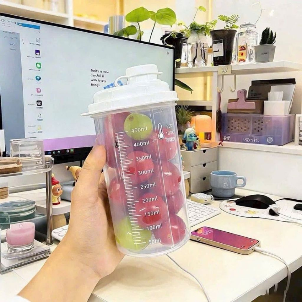 Set 3 Bình Nhựa Chia Vạch ALOHOME Đa Năng Có Nắp Đậy, Bình Đựng Nước Và Thực Phẩm Tiện Lợi