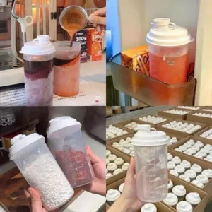 Set 3 Bình Nhựa Chia Vạch Đa Năng Có Nắp Đậy, Bình Đựng Nước Và Thực Phẩm Tiện Lợi