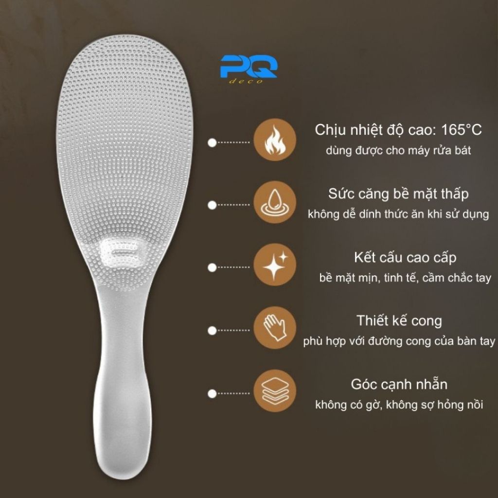 Muỗng Xới Cơm Chống Dính ALOHOME Cán Cầm Tiện Lợi, Vá Xới Cơm Nhựa Trong Suốt Đa Năng