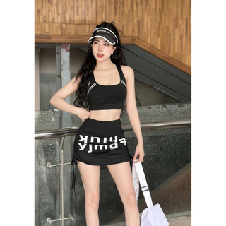 Bộ tập gym nữ áo bra chữ,chân váy rút cạp bằng chất thun co giãn tốt tập gym,aerobic,đi biển,đi bơi (M01)
