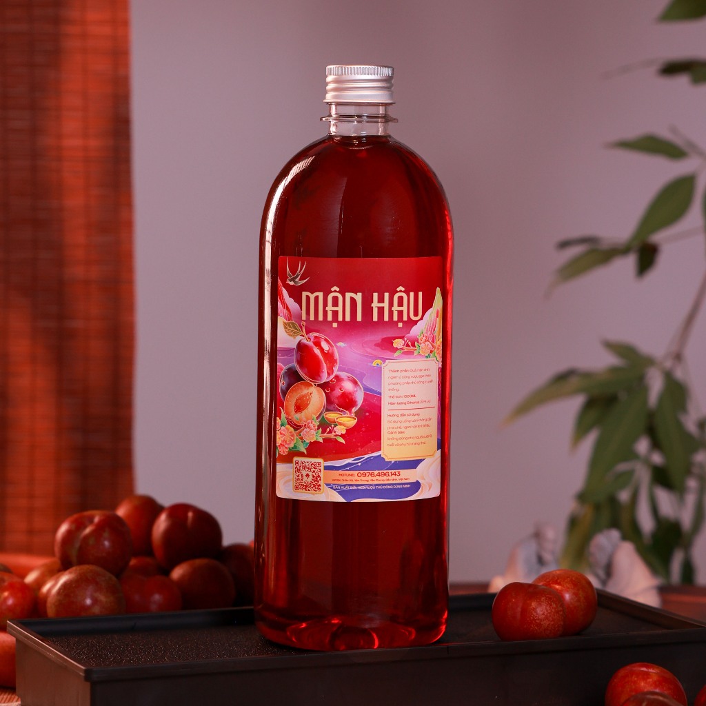 Dũng Minh - Mận Hậu Đặc Sản Tây Bắc, Chai Nhựa Nắp Nhôm 1000ml, Không Chất Bảo Quản