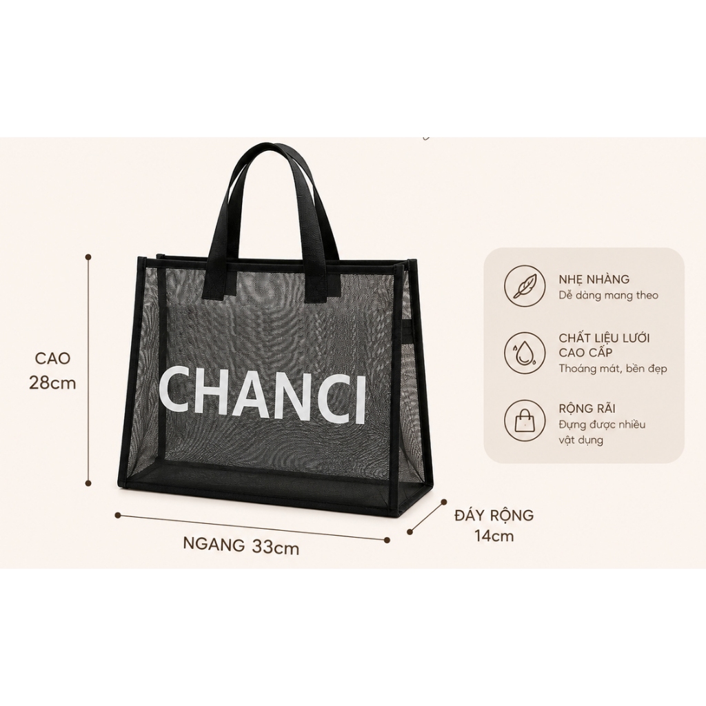 Túi Lưới Tote Nữ 1 Ngăn Thời Trang Hàn Quốc – Túi Đi Học Đi Chơi Dung Tích Lớn
