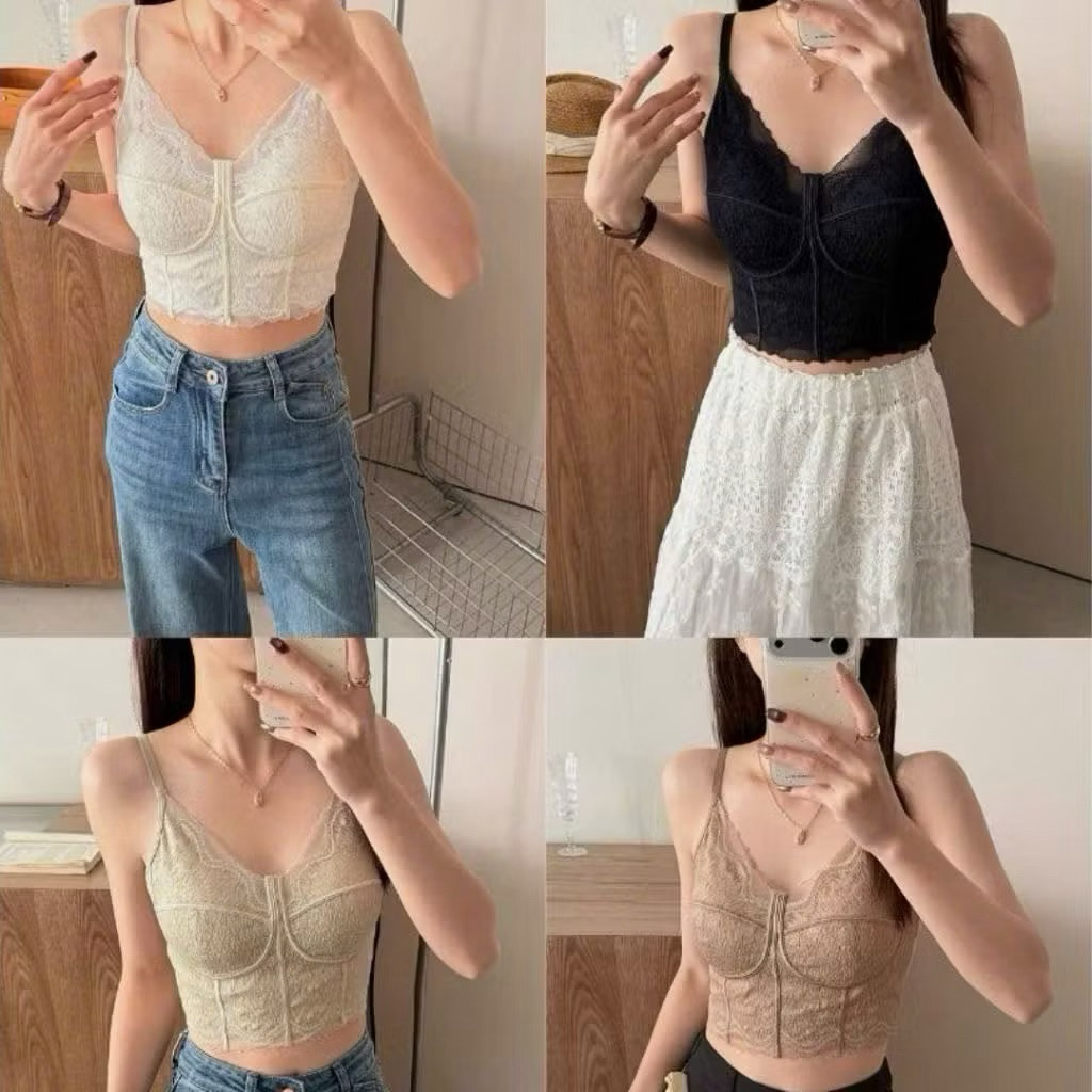 Áo Lót corset Ren Mềm Mút Mỏng Nâng Ngực Tạo Khe Kiểu Dáng Đơn Giản Sang Trọng Có Móc