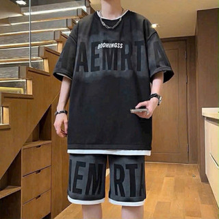 Boohingss Bộ Đồ Nam AEMRTA Áo Thun & Quần Shorts Thiết Kế Thời Trang Phong Cách Hiện Đại