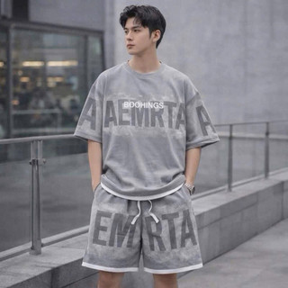 Boohingss Bộ Đồ Nam AEMRTA Áo Thun & Quần Shorts Thiết Kế Thời Trang Phong Cách Hiện Đại