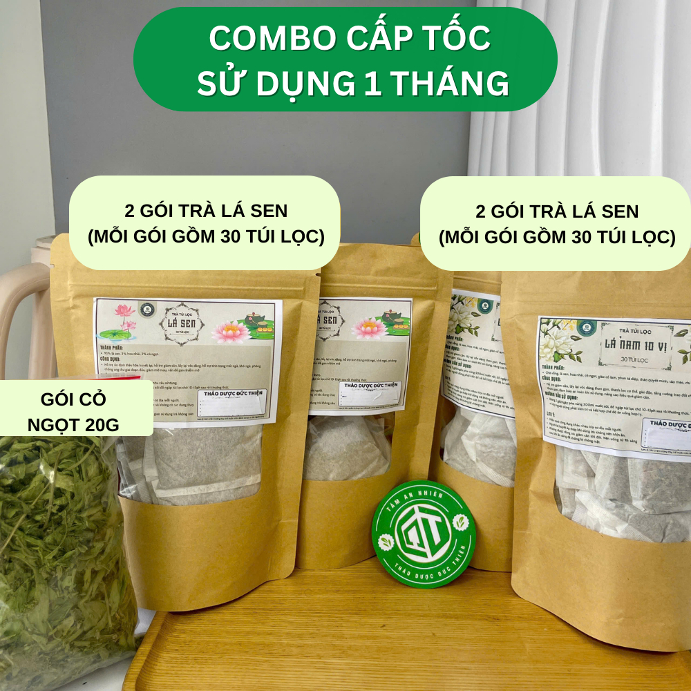 Combo Trà Lá Sen và Trà Lá Nam 10 Vị - Trà Thảo Mộc Đức Thiện