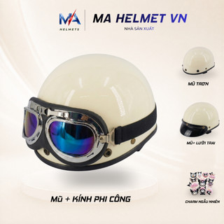 Mũ bảo hiểm nửa đầu 1/2 trơn MA HELMETS – Mũ nhẹ thoải mái đi làm đi học hằng ngày