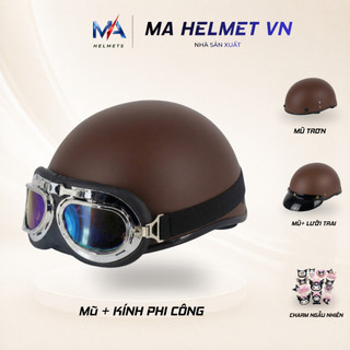 Mũ bảo hiểm nửa đầu 1/2 trơn MA HELMETS – Mũ nhẹ thoải mái đi làm đi học hằng ngày