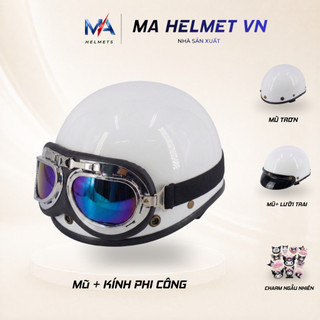 Mũ bảo hiểm nửa đầu 1/2 trơn MA HELMETS – Mũ nhẹ thoải mái đi làm đi học hằng ngày