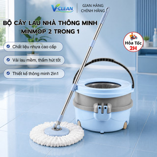 [HOẢ TỐC] Bộ Cây Lau Nhà Xoay 360 Độ Thông Minh MINMOP M20, Chổi Lau Nhà Tự Vắt Siêu Khô Lau Sạch Nhanh