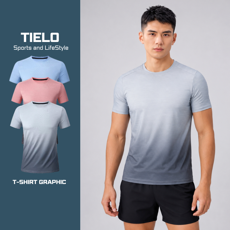 T Shirt Graphic TIELO – Áo thun thể thao nam , co giãn 4 chiều , thoáng khí , nhanh khô , chạy bộ , gym , pickleball