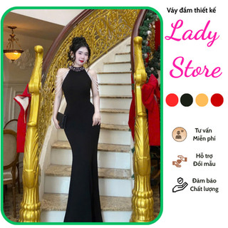 Đầm dạ hội cổ yếm trơn sẻ đùi dáng dài maxi sang trọng thanh lịch[damvaythietke] màu đỏ, đen, cam, vàng. có đủ size M127