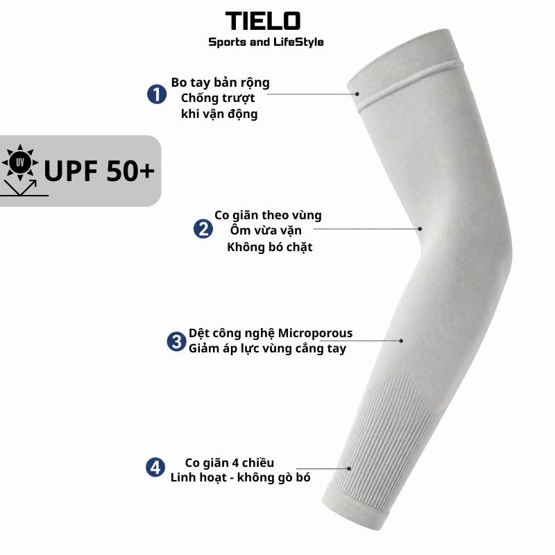 Găng tay thể thao đa năng TIELO AIRFIT , chống nắng , chống tia UV , co giãn 4 chiều , thấm hút mồ hôi