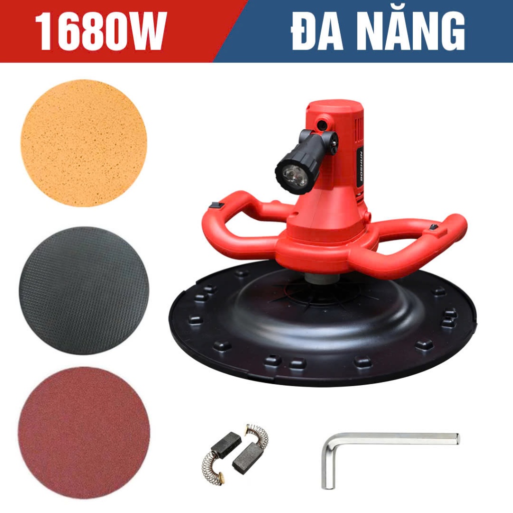 [Bảo Hành 12Th] Máy Xoa Vữa Đa Năng Bossun BS-MXV1680W Xoa Vữa Trát Tường, Chà Nhám, Đánh Bóng, Khuấy Sơn - 6 Tốc Độ