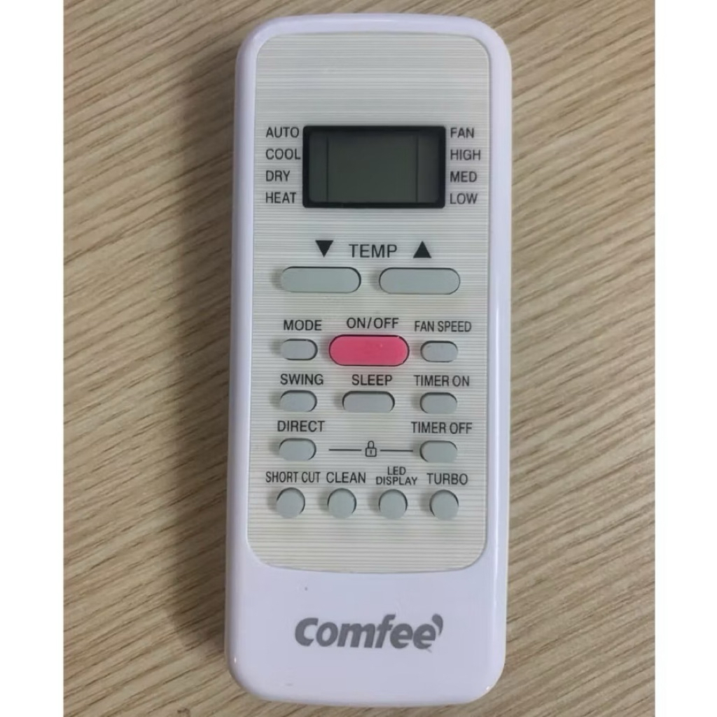 Điều khiển máy lạnh điều hoà Comfee 1 và 2 chiều mẫu nút ngắn hồng