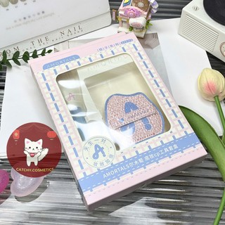 [AMORTALS] Set Cọ Dàn Nền Amortals Kèm Mút Tán Nền Tiên Cá Vỏ Hồng Pastel Tiện Lợi